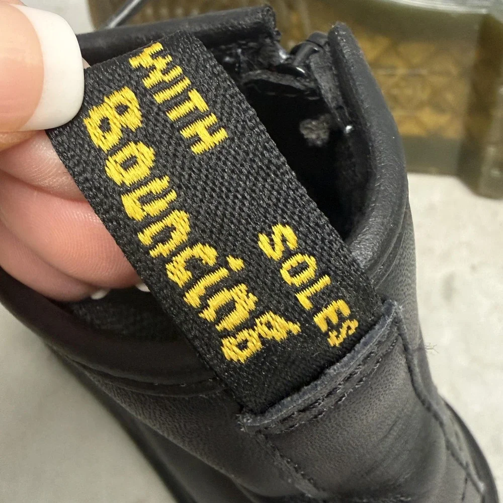 Dr Martens Boots Kids Size 1 Black 1460 J Leather Combat Lace Up Zip Ankle
